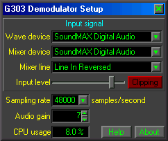 G303 Demodulator Set-up (Reverse Line Input)